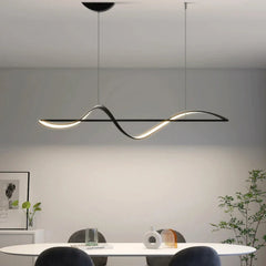 Lampara moderna colgante de diseño en metal con LED regulable en altura para comedor