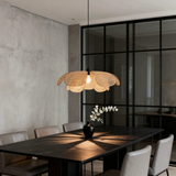 Lámpara colgante de mimbre Wabi-Sabi LED en forma de flor para comedor