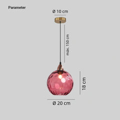Lámpara colgante de vidrio de colores moderna regulable en altura para comedor