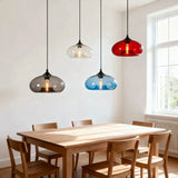 Lámpara colgante de vidrio de colores vintage regulable en altura para comedor