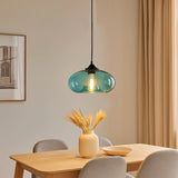 Lámpara colgante de vidrio de colores vintage regulable en altura para comedor