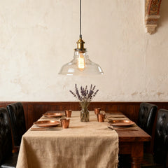 Lámpara colgante vintage de vidrio regulable en altura para comedor
