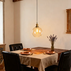 Lámpara colgante vintage de vidrio regulable en altura para comedor