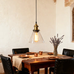 Lámpara colgante vintage de vidrio regulable en altura para comedor