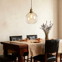 Lámpara colgante vintage de vidrio regulable en altura para comedor