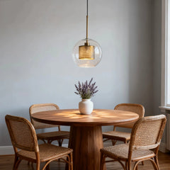 Lampara Colgante Bola de Vidrio con Diseño de Panal Estilo Nórdico