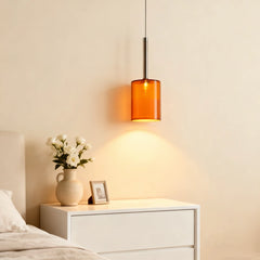 Lámpara Colgante de Vidrio Moderna Regulable en Altura Cilíndrica para Comedor