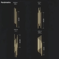 Lampara colgante para escaleras larga LED regulable diseño moderno