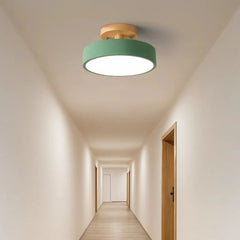 Lampara de Techo para Pasillo LED Nordica Redonda de Madera Y Metal