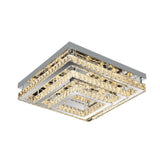 Lámpara De Cristal De Techo Moderna Cuadrada De Tres Niveles Con Luz Regulable Para Salón