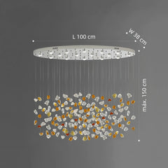 Lámpara colgante de cristal moderna ovalada multicolor con LED para salón