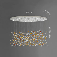 Lámpara colgante de cristal moderna ovalada multicolor con LED para salón