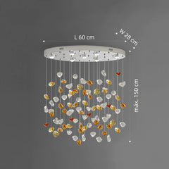 Lámpara colgante de cristal moderna ovalada multicolor con LED para salón