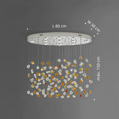 Lámpara colgante de cristal moderna ovalada multicolor con LED para salón