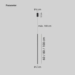 Lámpara colgante lineal LED negra minimalista con luz suave para mesita de noche