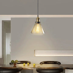 Lámpara colgante vintage de vidrio regulable en altura para comedor