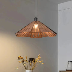 Lámpara colgante de madera Wabi-Sabi LED regulable en altura para comedor