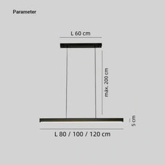 Lámpara lineal colgante LED regulable minimalista para comedor