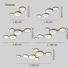 Lámpara de techo nórdica multicírculo en tonos macaron para salón