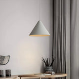 Lámpara colgante nórdica LED de hierro cónica gris para comedor