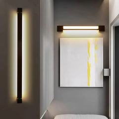 Aplique de pared para baño LED moderno negro orientable alargado