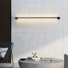 Aplique de pared para baño LED moderno negro orientable alargado