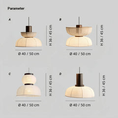 Lámpara colgante de tela blanca LED Wabi Sabi para comedor