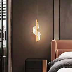 Lámpara colgante LED moderna dorada en espiral regulable para mesita de noche