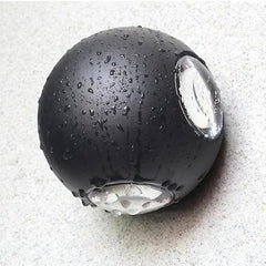 Aplique de pared exterior moderno LED de metal negro con esfera