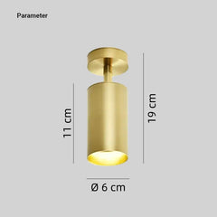 Foco Techo Dorado Moderno Cilíndrico 360 Grados Ajustable