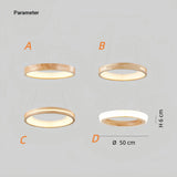 Lámpara colgante de anillo nórdica LED de madera para comedor Ø50 cm