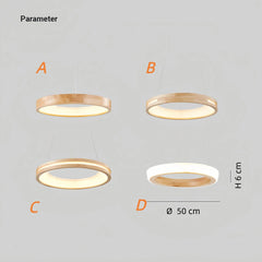 Lámpara colgante circular nórdica de madera LED Ø 50 cm para comedor