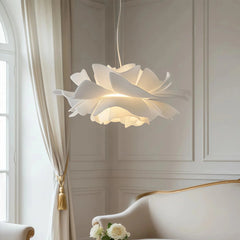 Lámpara colgante flor nórdica blanca LED regulable en altura para comedor