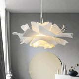 Lámpara colgante flor nórdica blanca LED regulable en altura para comedor