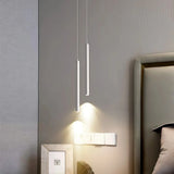 Lámpara colgante cilíndrica LED minimalista regulable en altura para mesita de noche