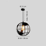 Lámpara colgante industrial de hierro tipo globo terráqueo para comedor