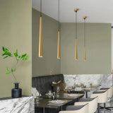 Lámpara colgante moderna LED de aluminio con forma cónica alargada para comedor