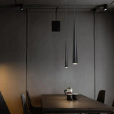 Lámpara colgante moderna LED de aluminio con forma cónica alargada para comedor