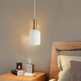 Lámpara colgante nórdica blanca de vidrio estriado estilo farol para comedor