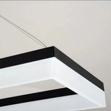Lámpara colgante rectangular moderna negra LED regulable en altura para oficina