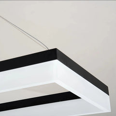 Lámpara colgante rectangular moderna negra LED regulable en altura para oficina