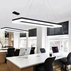 Lámpara colgante rectangular moderna negra LED regulable en altura para oficina