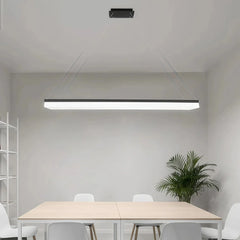 Lámpara colgante rectangular moderna negra LED regulable en altura para oficina