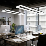 Lámpara colgante rectangular moderna negra LED regulable en altura para oficina