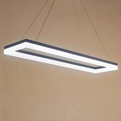 Lámpara colgante rectangular moderna negra LED regulable en altura para oficina