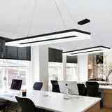 Lámpara colgante rectangular moderna negra LED regulable en altura para oficina