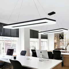 Lámpara colgante rectangular moderna negra LED regulable en altura para oficina