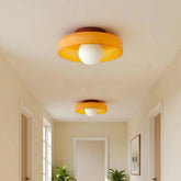 Lámpara de techo LED de vidrio para pasillo, diseño de disco en tono Morandi