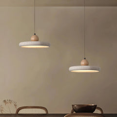 Lámpara colgante de travertino redonda con LED regulable para comedor