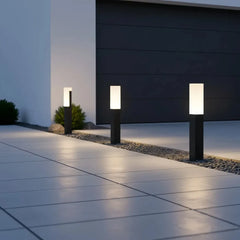 Baliza solar exterior LED de aluminio negra IP65 moderna para jardín